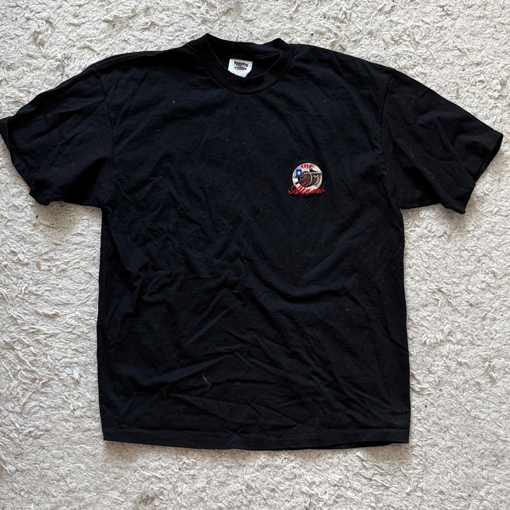 Classic Black Men's T-Shirt with “the Alamo” embroidered patch